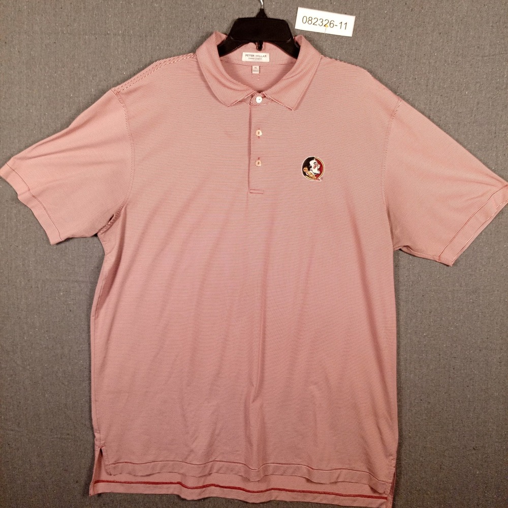 Peter Millar Summer Comfort FSU Seminoles Polo Shirt Mens XL garnet White Stripe